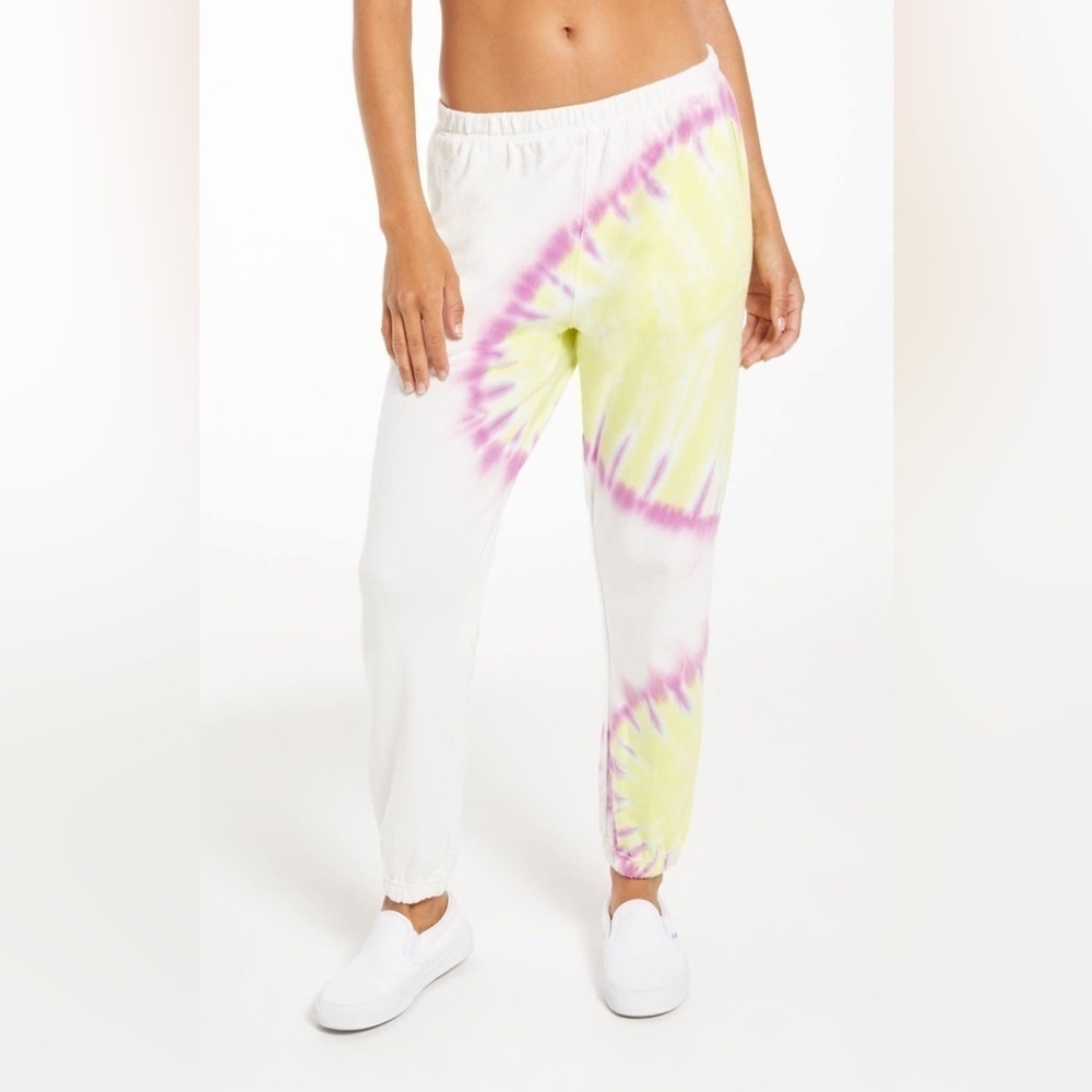 Z Supply Sunburst Tie-Dye Jogger White- Size Small